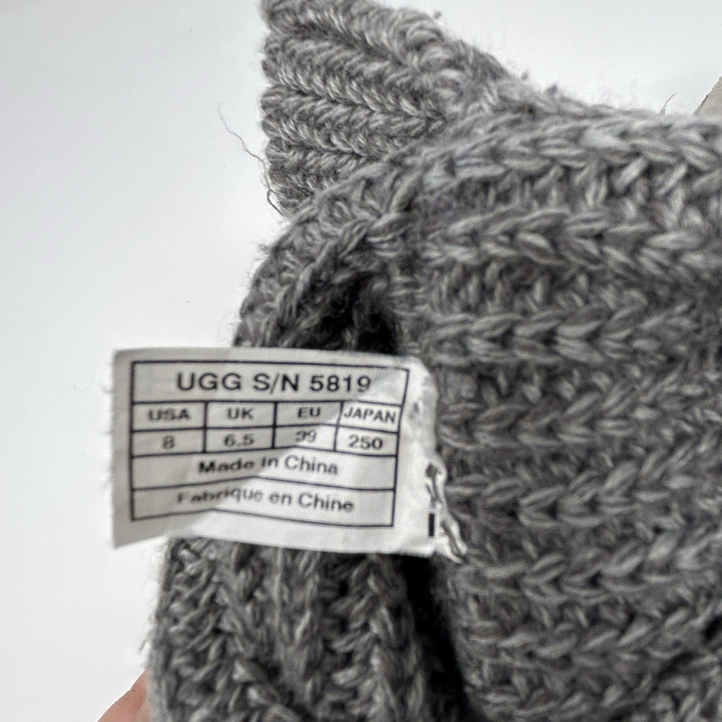 UGG Womens Sz 8 Classic CARDY Winter Boots Buttons Gray Knit Shearling Insoles