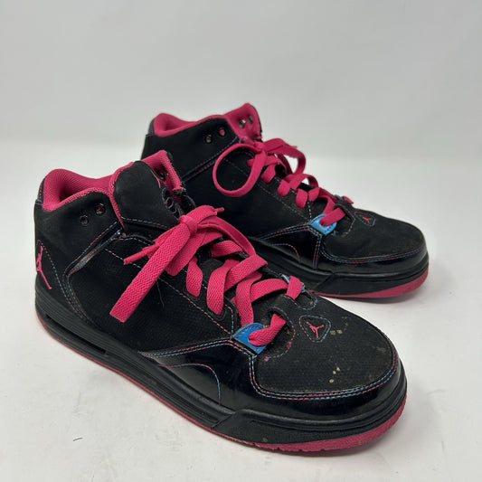 JORDAN FLIGHT MID 2012 AS YOU GO PINK BLACK TEAL PATENT 517629-029. Size 6.5Y