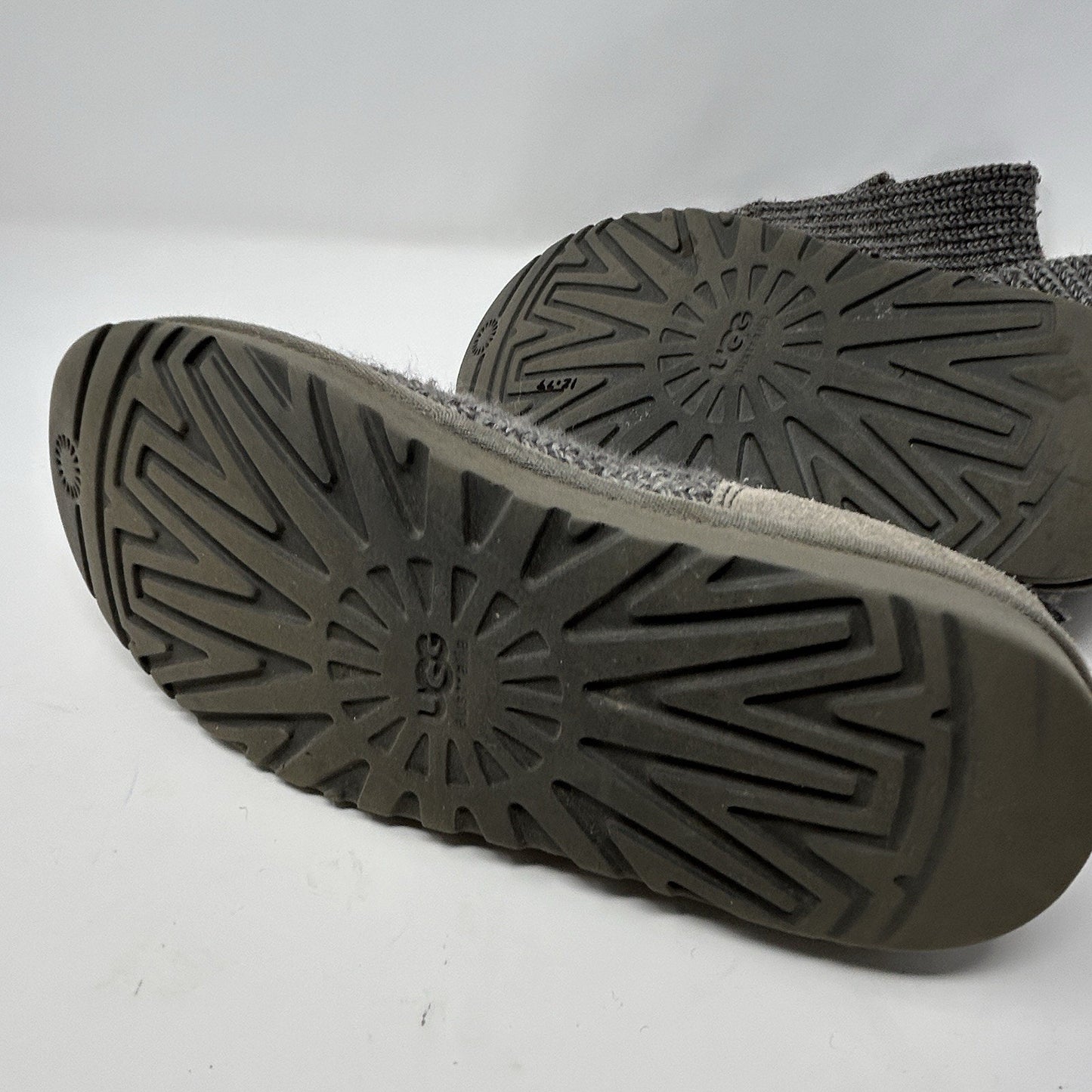 UGG Womens Sz 8 Classic CARDY Winter Boots Buttons Gray Knit Shearling Insoles