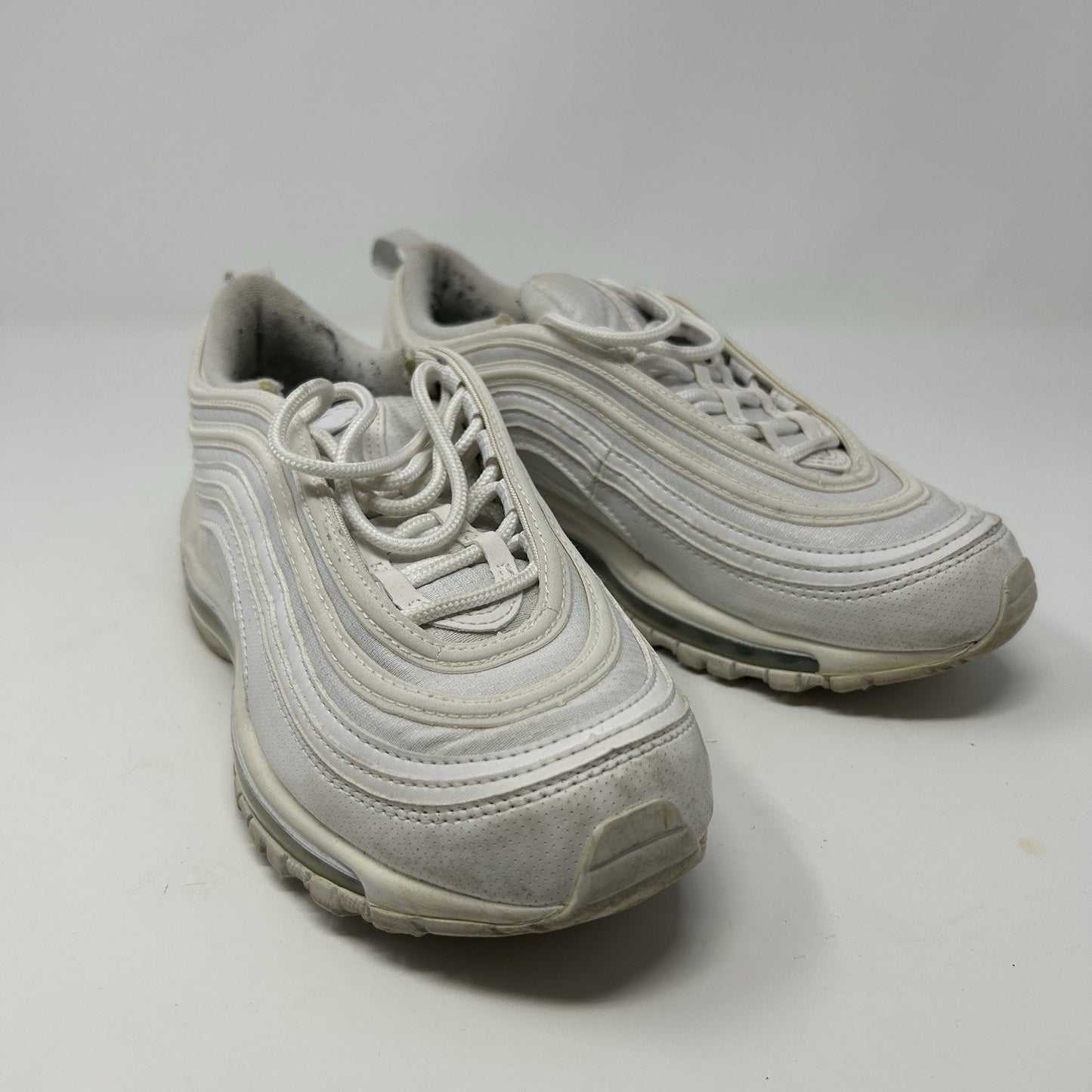 Nike Air Max 97 White Metallic Silver Shoes 921522-104 GS Size 6Y / Womens 7.5