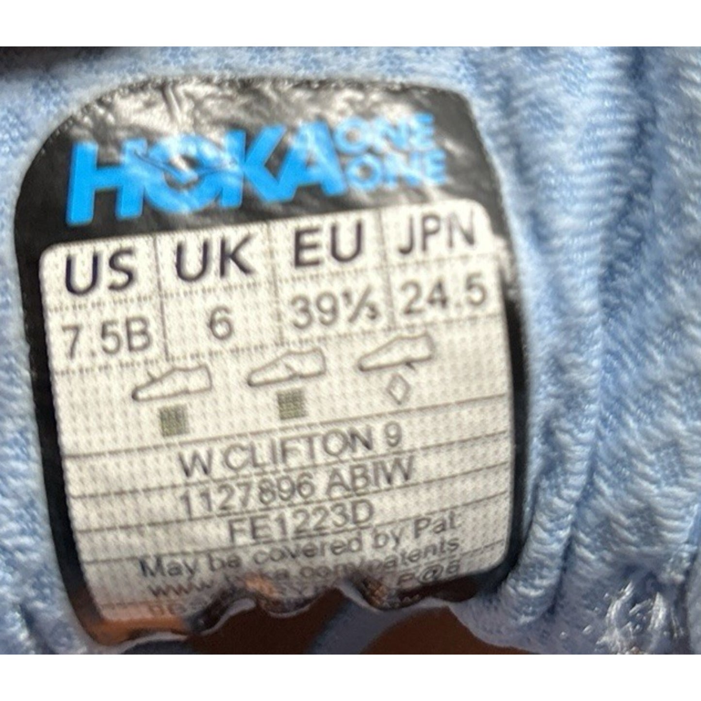 Hoka One One Clifton 9 Running Shoes Womens Size 7.5 B Ice Water Blue