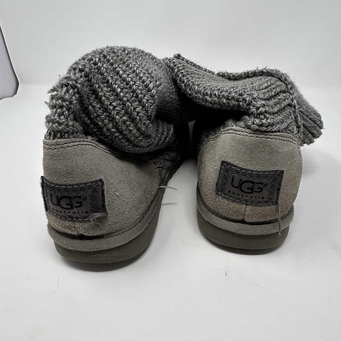 UGG Womens Sz 8 Classic CARDY Winter Boots Buttons Gray Knit Shearling Insoles