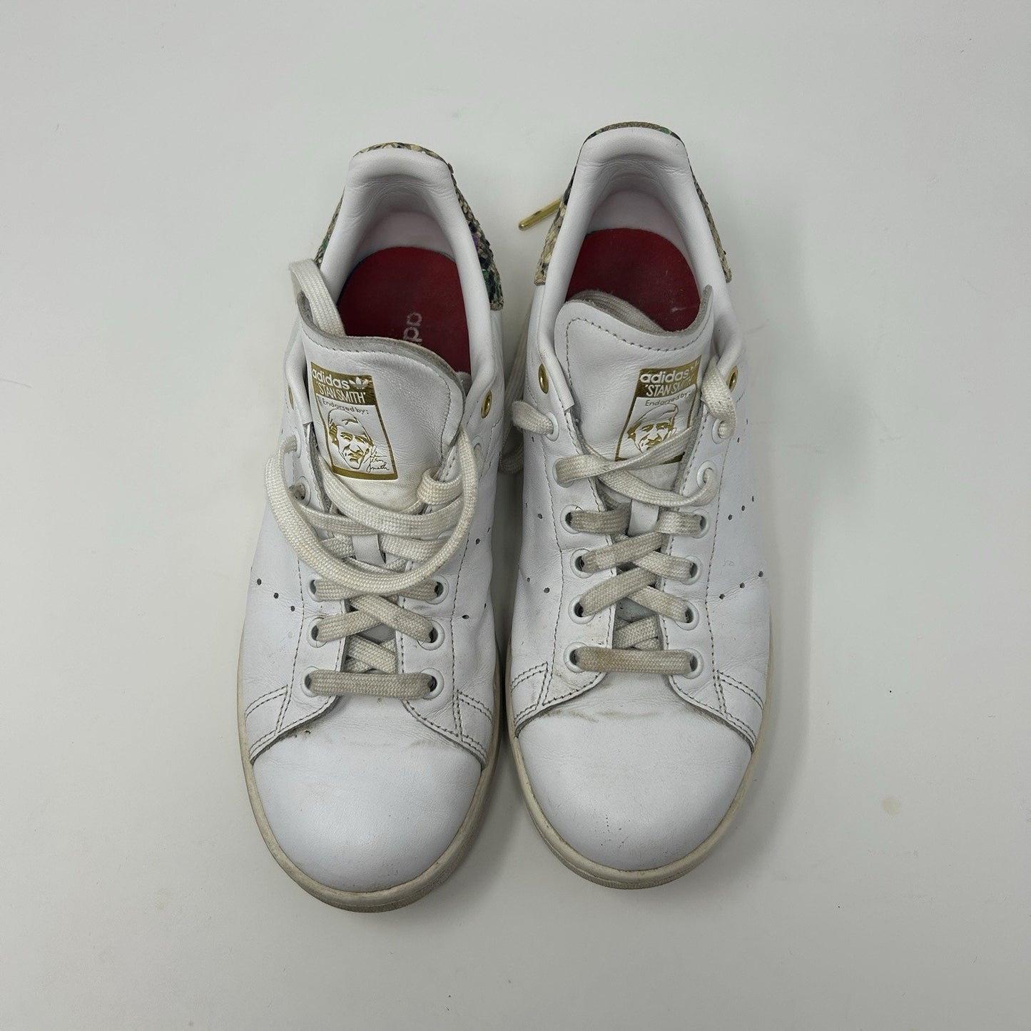 Adidas Stan Smith Womens 8.5 SNAKE SKIN FLORAL Mash Up White Leather Sneaker