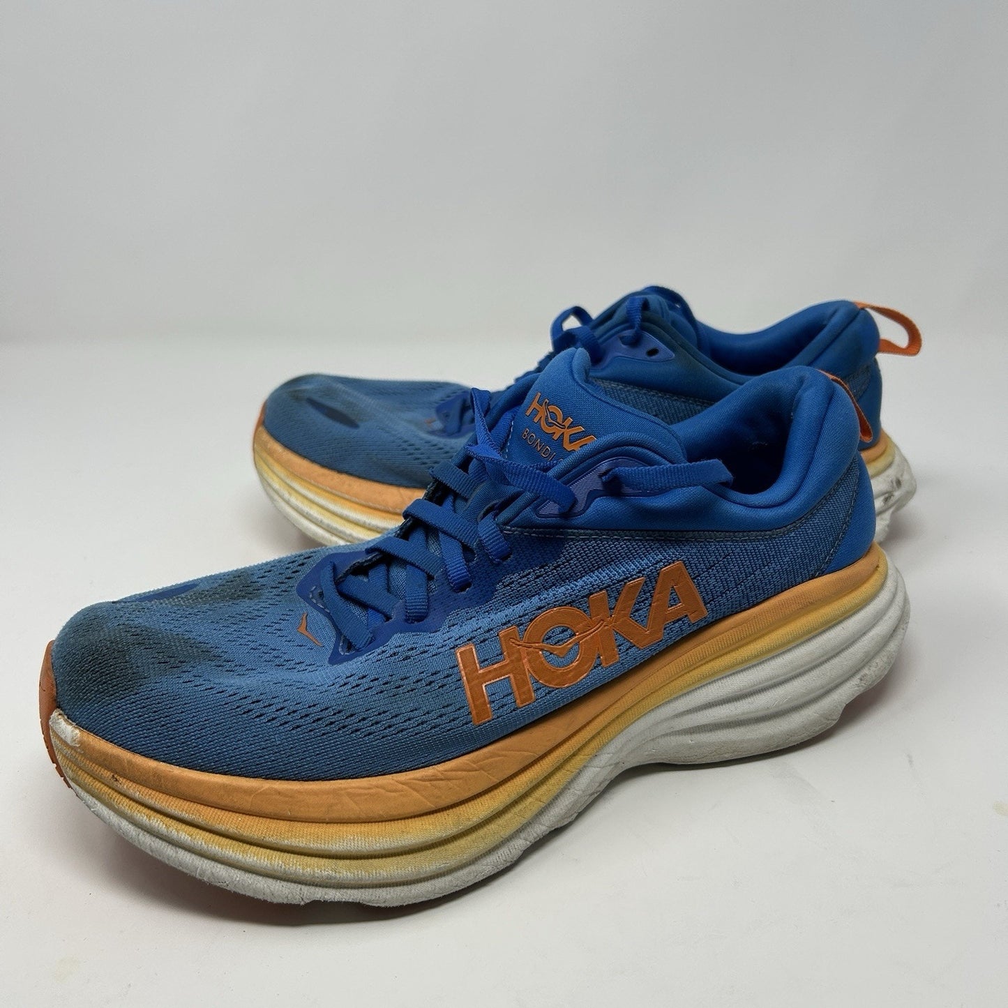 Men's 8.5 D M Hoka One One Bondi 8 1123202-CSVO Coastal Sky Vibrant Orange Shoe