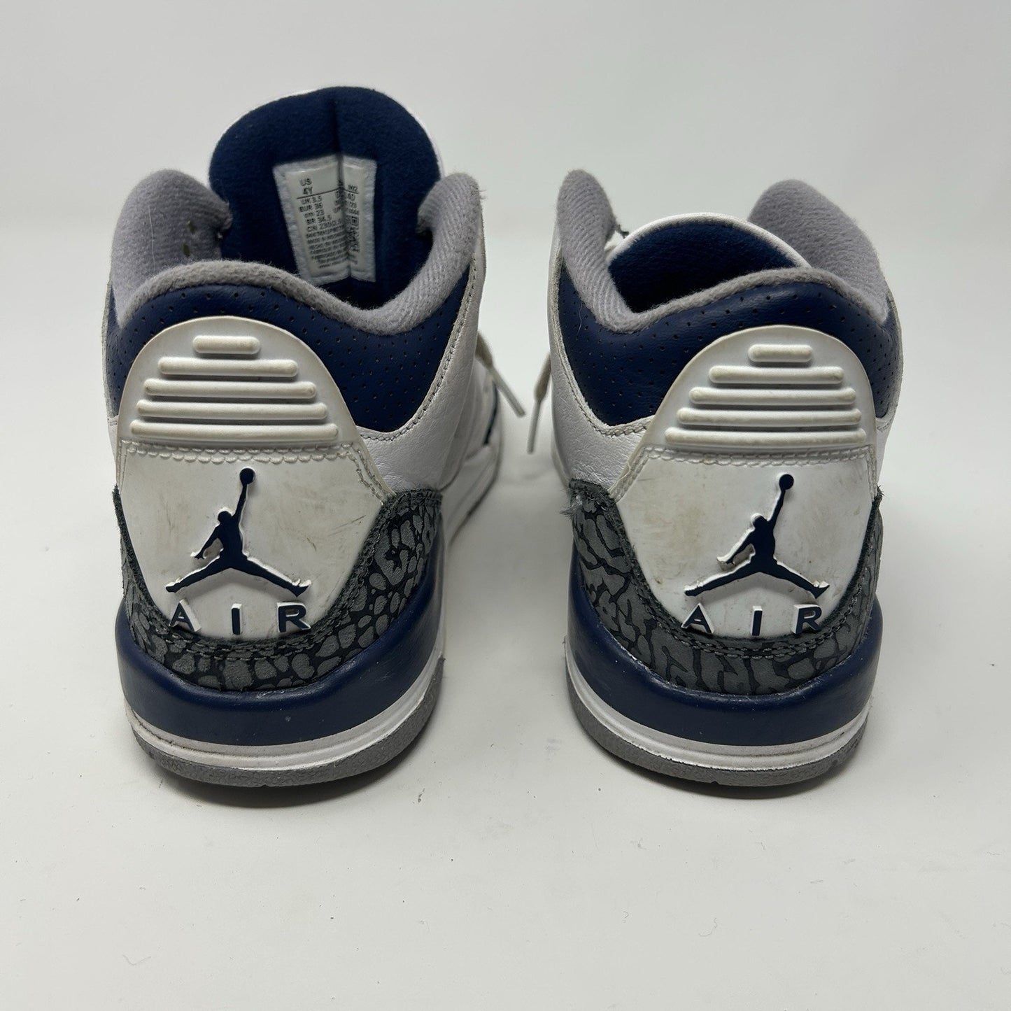 Air Jordan 3 Boys 4Y Midnight Navy Blue White Shoes Retro Sneakers