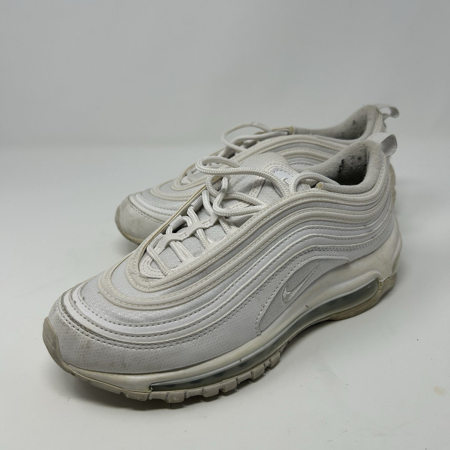 Nike Air Max 97 White Metallic Silver Shoes 921522-104 GS Size 6Y / Womens 7.5