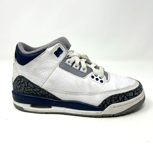 Air Jordan 3 Boys 4Y Midnight Navy Blue White Shoes Retro Sneakers