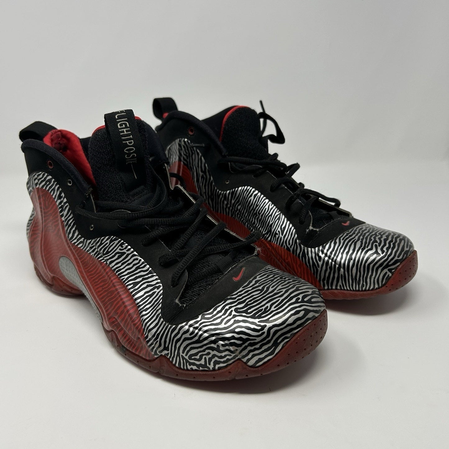 Nike Air Flightposite Exposed Zebra Sneakers Shoes 616765-001 Men's Size 9.5