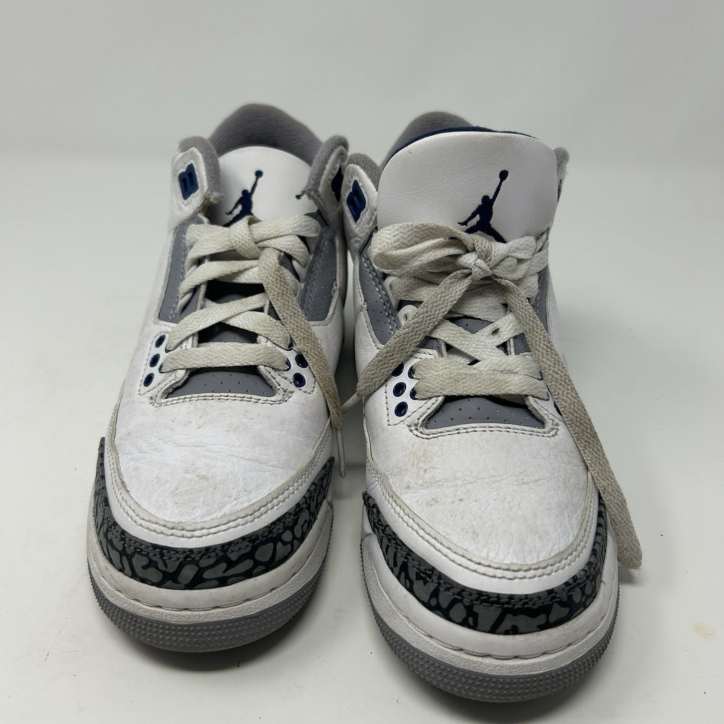 Air Jordan 3 Boys 4Y Midnight Navy Blue White Shoes Retro Sneakers