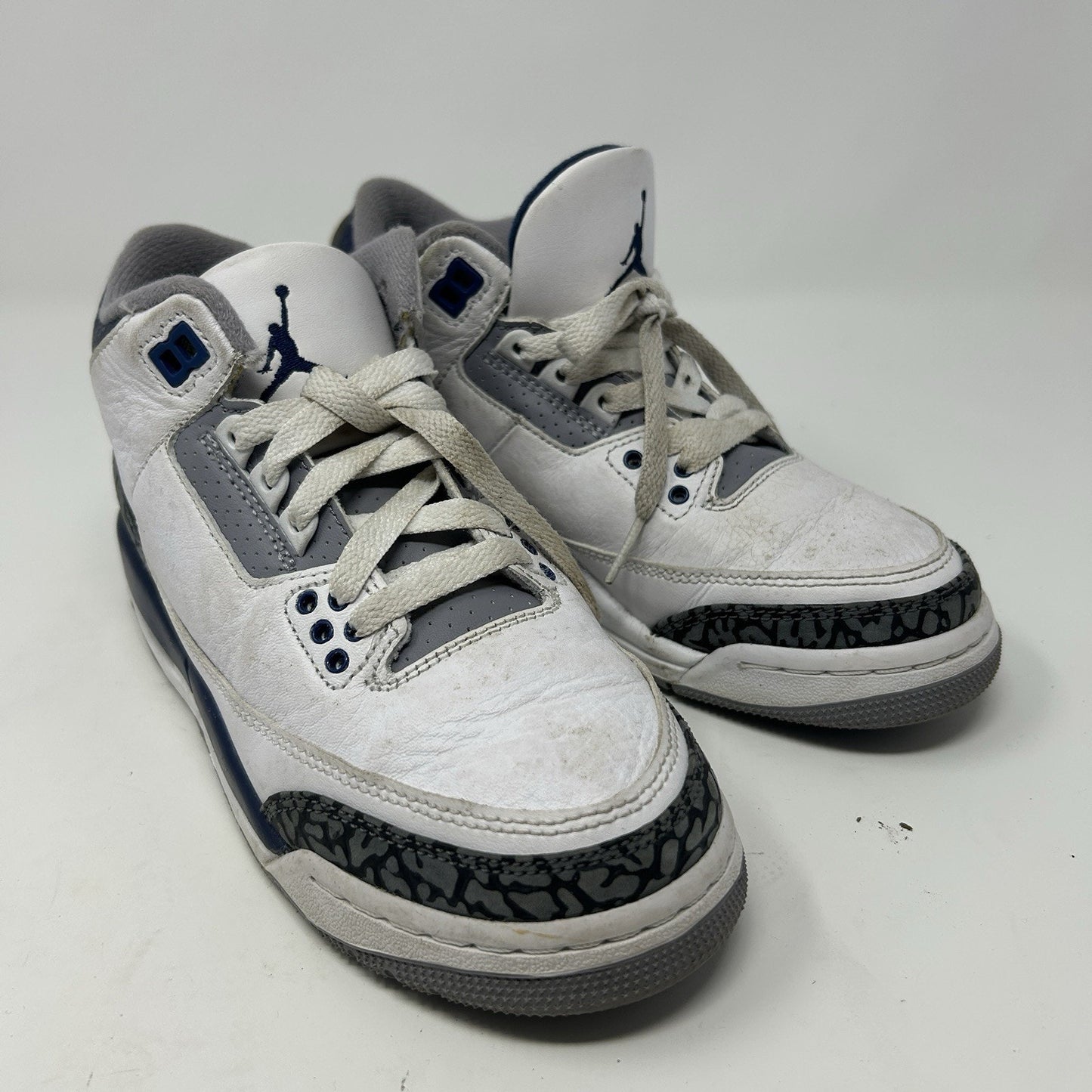 Air Jordan 3 Boys 4Y Midnight Navy Blue White Shoes Retro Sneakers