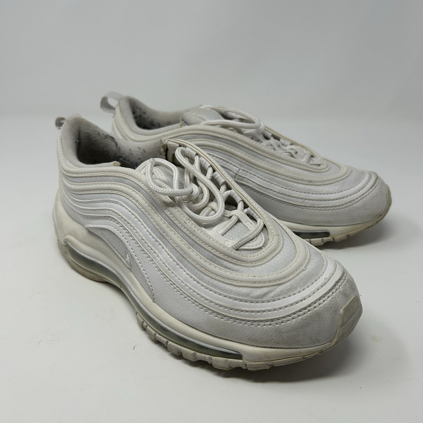 Nike Air Max 97 White Metallic Silver Shoes 921522-104 GS Size 6Y / Womens 7.5