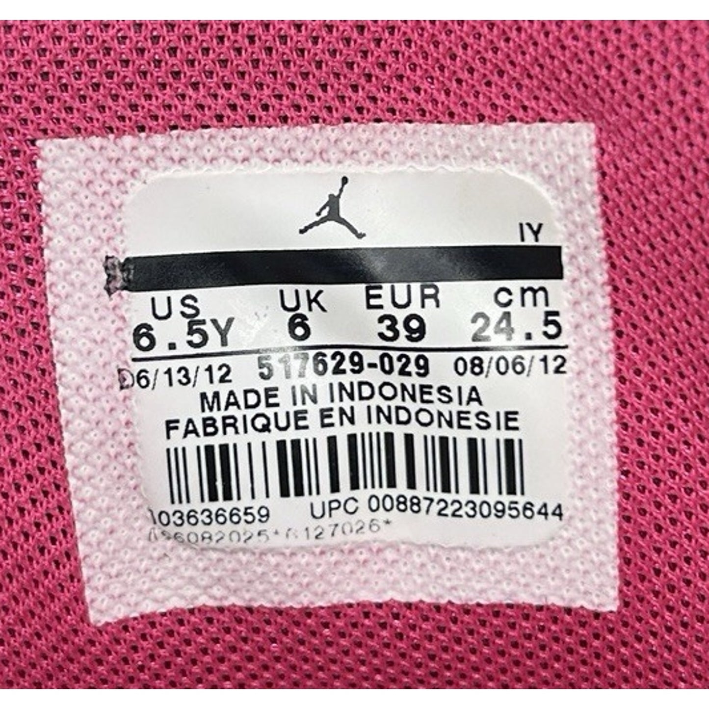 JORDAN FLIGHT MID 2012 AS YOU GO PINK BLACK TEAL PATENT 517629-029. Size 6.5Y