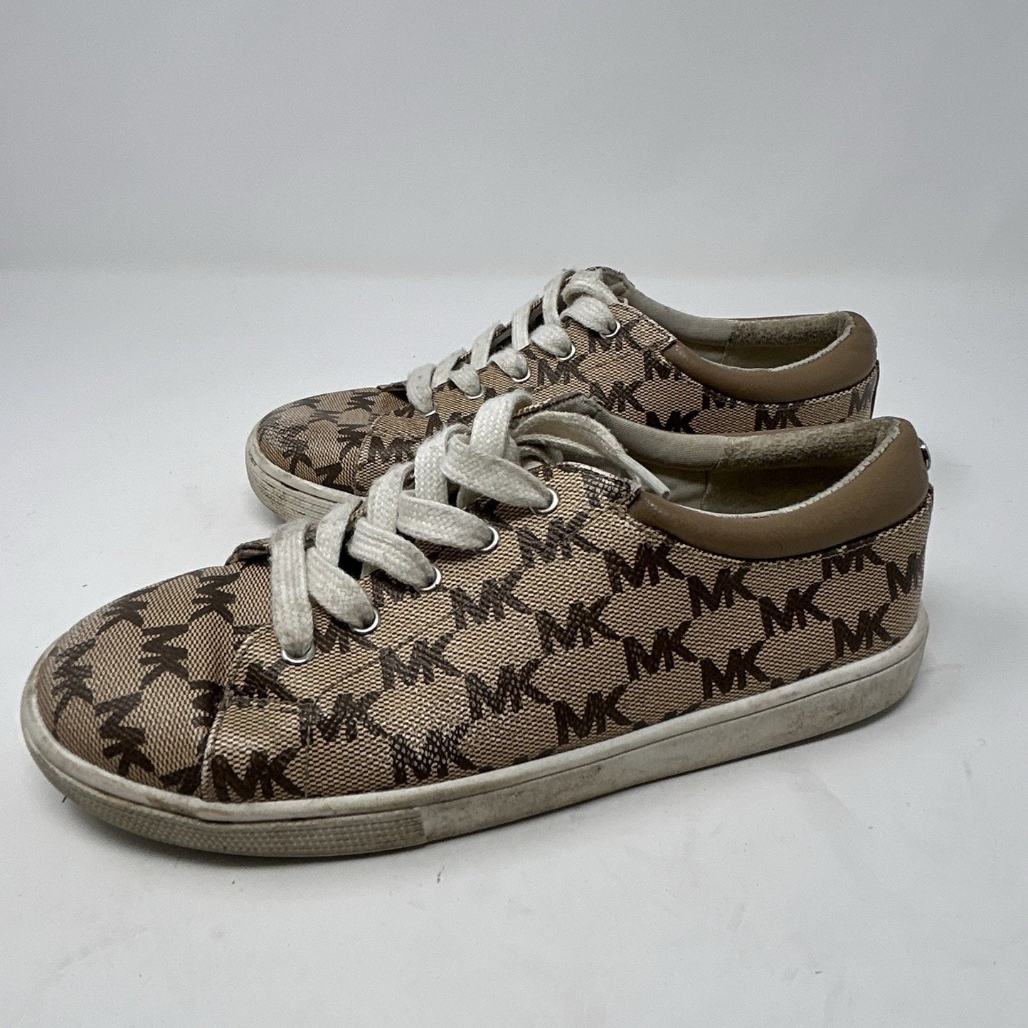 Michael Kors MK Signature Logo Canvas Lace Up Sneakers Mens Size 3 US