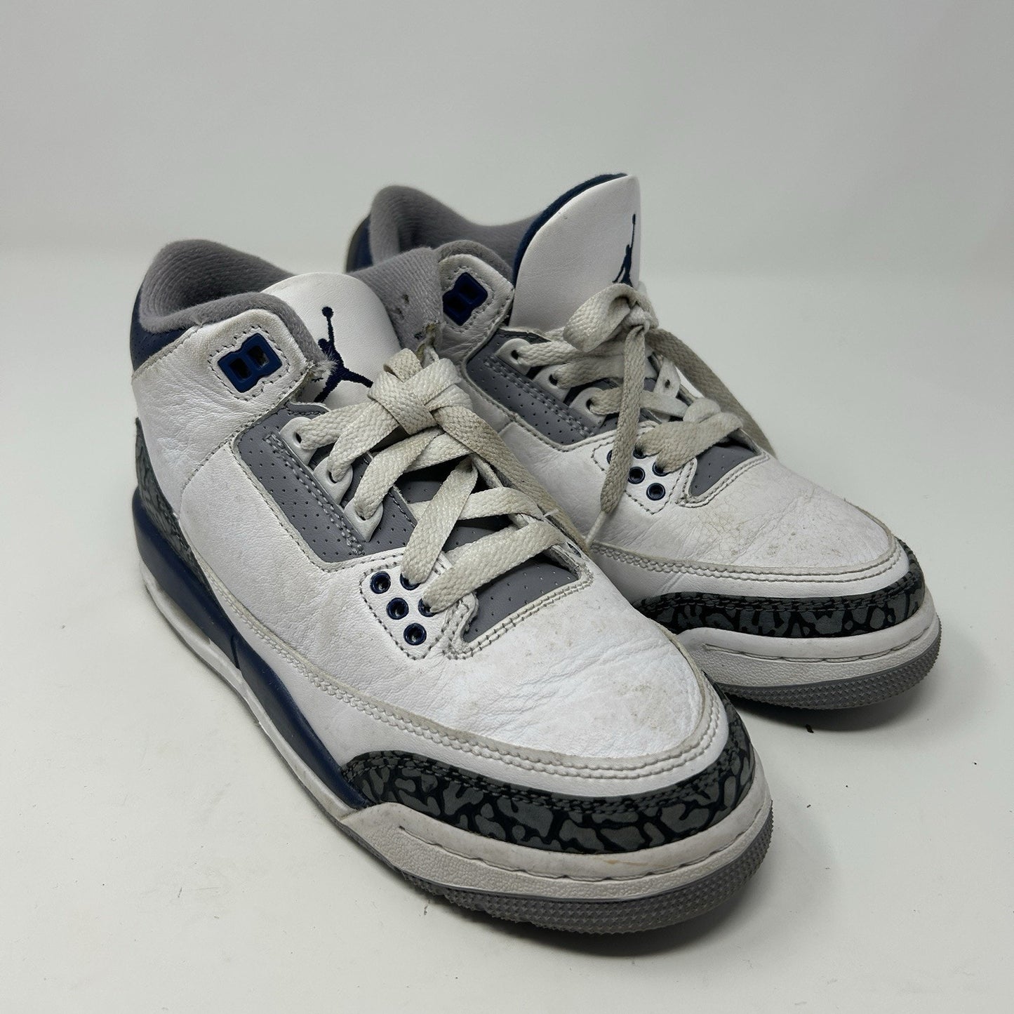 Air Jordan 3 Boys 4Y Midnight Navy Blue White Shoes Retro Sneakers